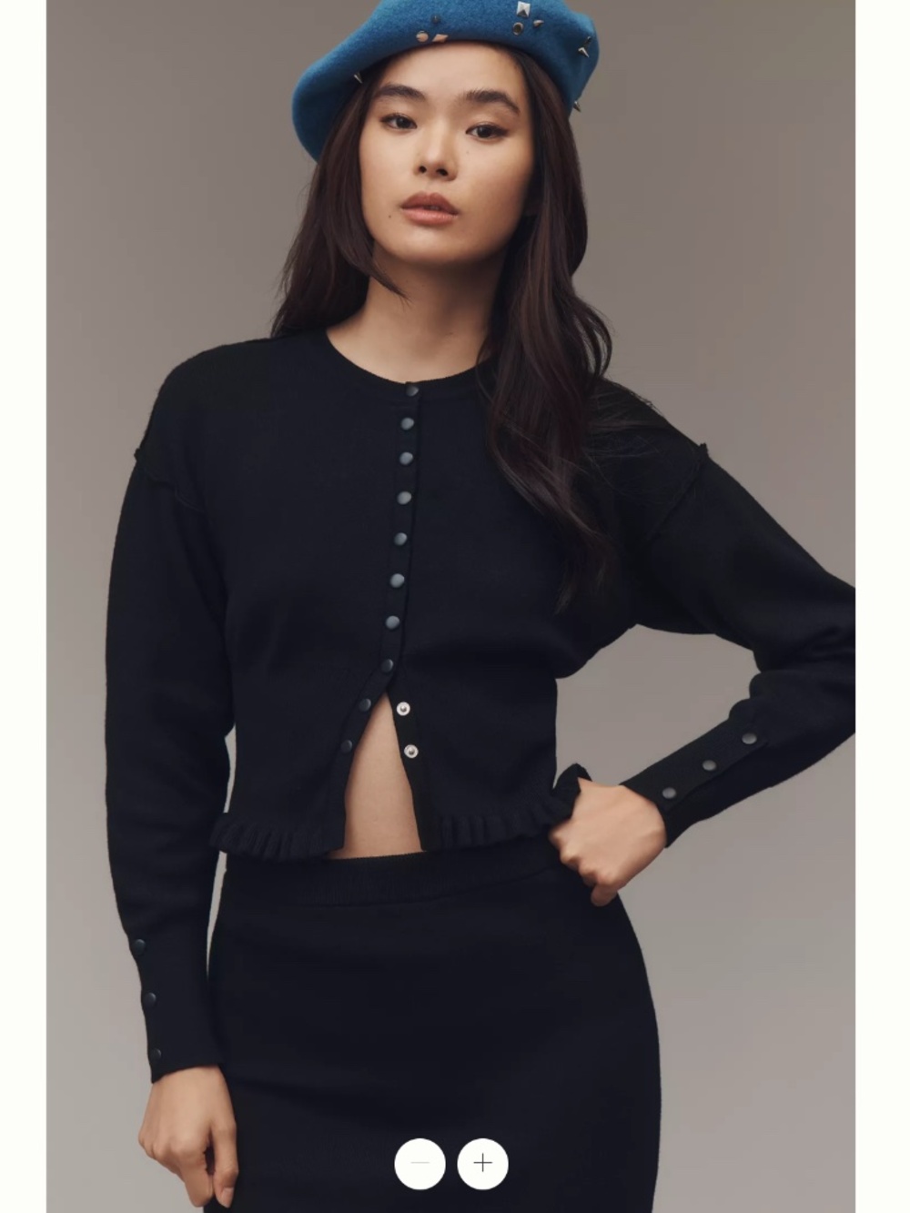 Anthropologie Pilcro Crew-Neck Fitted-Waist Cardigan Sweater